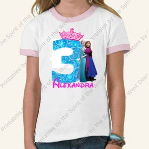 Personalized Third Birthday Girl Iron On Party Frozen T-shirt Transfer Printable Digital Download Elsa Anna Olaf Favour clip art DIY