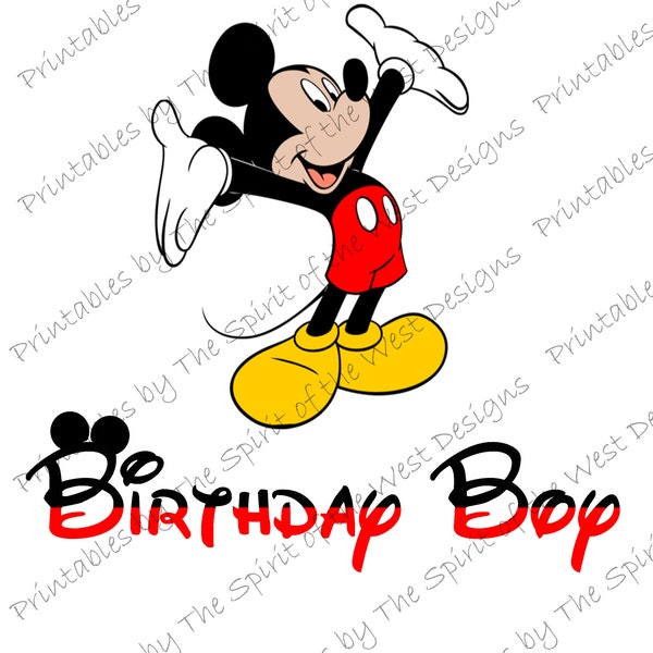 Birthday Boy Mickey IMAGE | Use as Sublimation Printable Clip Art Iron on T-Shirt Transfer DIY Party Instant Download | png jpg