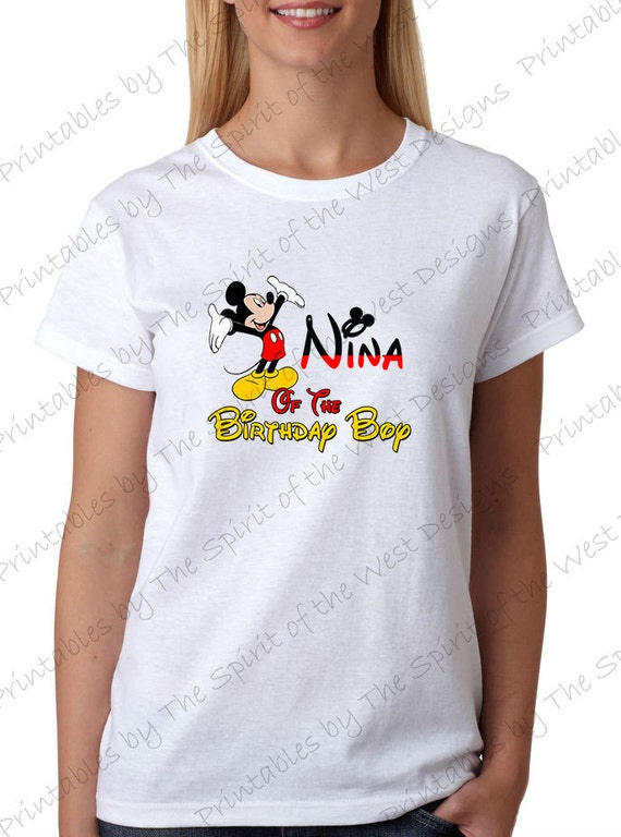 Nina of the Birthday Boy Mickey Mouse Iron on IMAGE Mouse Ears Printable Clip Art Shirt Party T-shirt Transfer Download Il_570xn