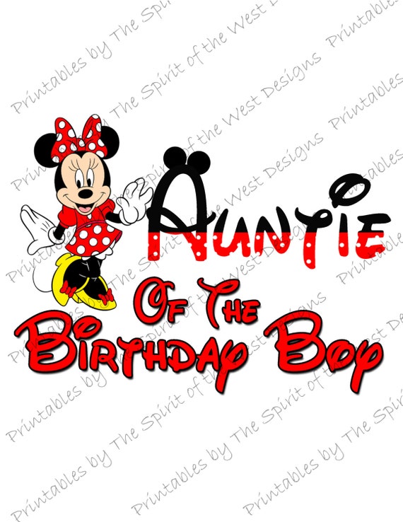 Auntie of the Birthday Boy Minnie Mouse Iron on IMAGE Mouse Ears Printable Clip Art Disney Shirt Party T-shirt Transfer Download Mickey Il_570xn