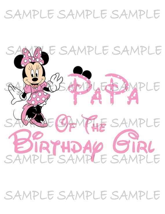 PaPa of the Birthday Girl Minnie IMAGE | Use as Sublimation or Printable Iron On T-Shirt Transfer | DIY Party Instant Download Il_570xn