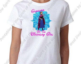 Oma van het feestvarken Anna opstrijkbare Frozen thema T-shirt Transfer afdrukbare digitale download Elsa Anna Olaf partij gunst DIY