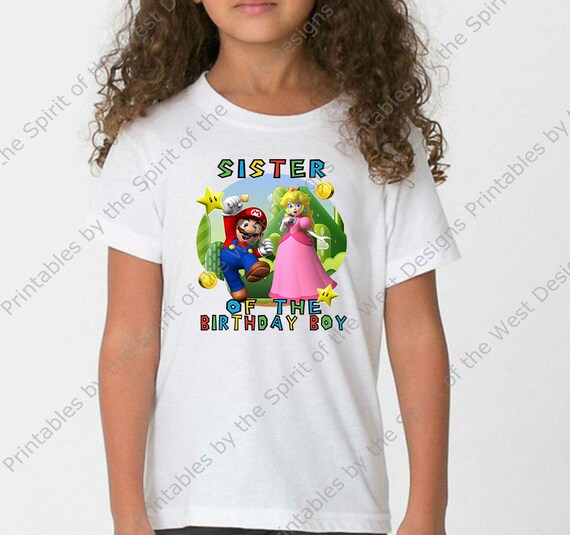 Sister of the Birthday Boy Super Mario Brothers T-shirt Printable Digital Download Mario Luigi Princess peach Yoshi Koopa party Il_570xn