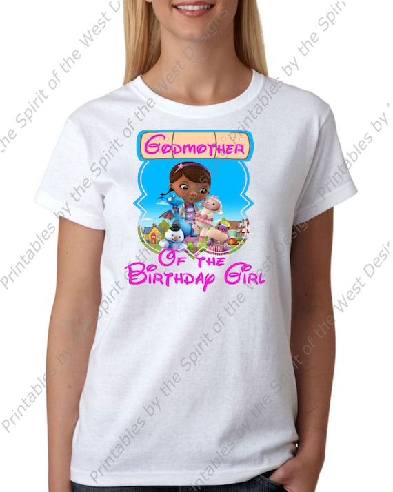 Godmother of the Birthday Girl Doc McStuffins Iron On T-shirt Printable Digital Download Dottie Hattie the Hippo party Favour Il_570xn
