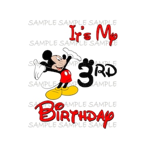 My Third Birthday Mickey IMAGE use as Sublimation clip art or print on Iron on T-Shirt transfers Printable DIY Party Instant Download