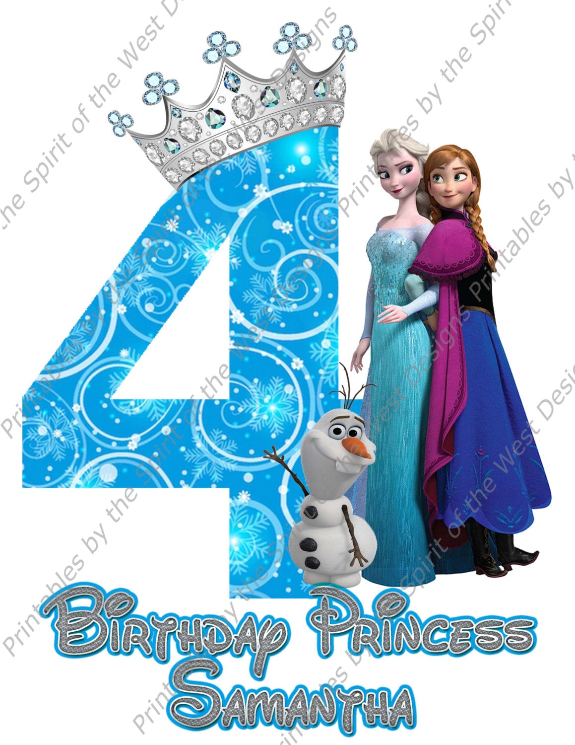 Bijdragen meten magnetron Custom Fourth Birthday Girl Frozen IMAGE Leave Name I Add - Etsy