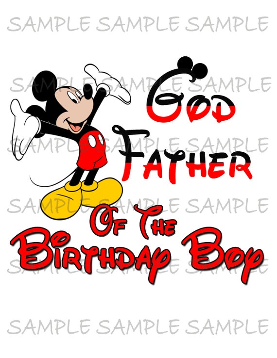 Godfather of the Birthday Boy IMAGE Use as Printable Iron on T-Shirt Transfer Mouse Ears Printable Clip Art DIY Party Instant Download Il_570xn