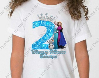 Frozen Second Birthday Girl | Personalized Leave Name Files Emailed | Printable Sublimation Use for Iron On T-shirt Transfer Elsa Anna Olaf