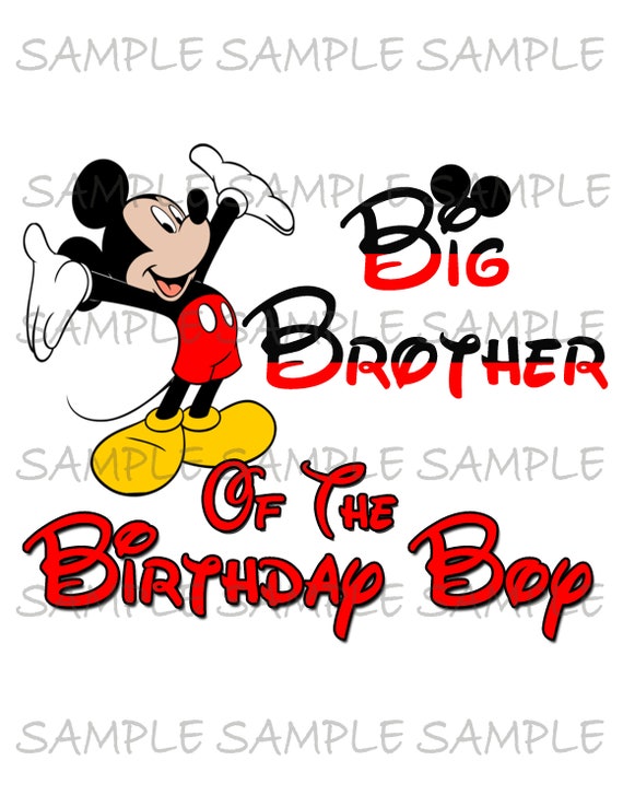 Big Brother of the Birthday Boy Mickey Mouse Printable Party IMAGE Use as Iron On T-shirt Transfer Clip Art DIY Instant Download Il_570xn