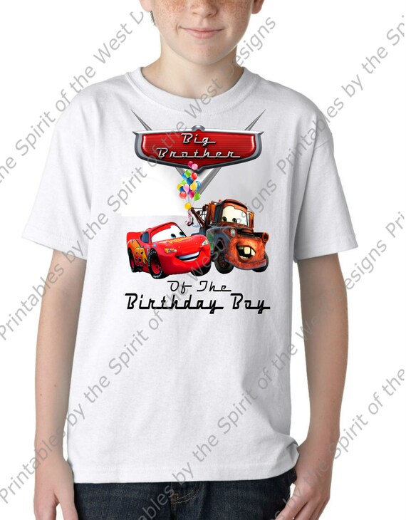 Big Brother of the Birthday Boy Iron On Lightning McQueen Mater Disney Pixar Cars Party T-shirt Transfer Printable Digital clip art DIY Il_570xn