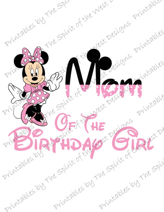Mom of the Birthday Girl Minnie Mouse Iron on IMAGE Mouse Ears Printable Clip Art Disney Shirt Party T-shirt Transfer Download Mickey Il_570xn