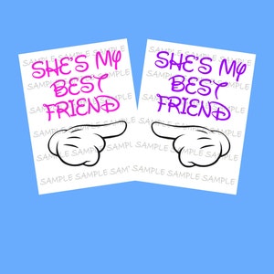 She's My Best Friend IMAGE Use as Printable Iron on T-Shirt Transfer, BFF, Best Friends, Clip Art, Shirt, Party Instant Download DIY 画像 1