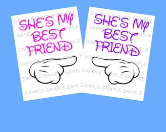 She's My Best Friend IMAGE Use as Printable Iron on T-Shirt Transfer, BFF, Best Friends, Clip Art,  Shirt, Party Instant Download DIY