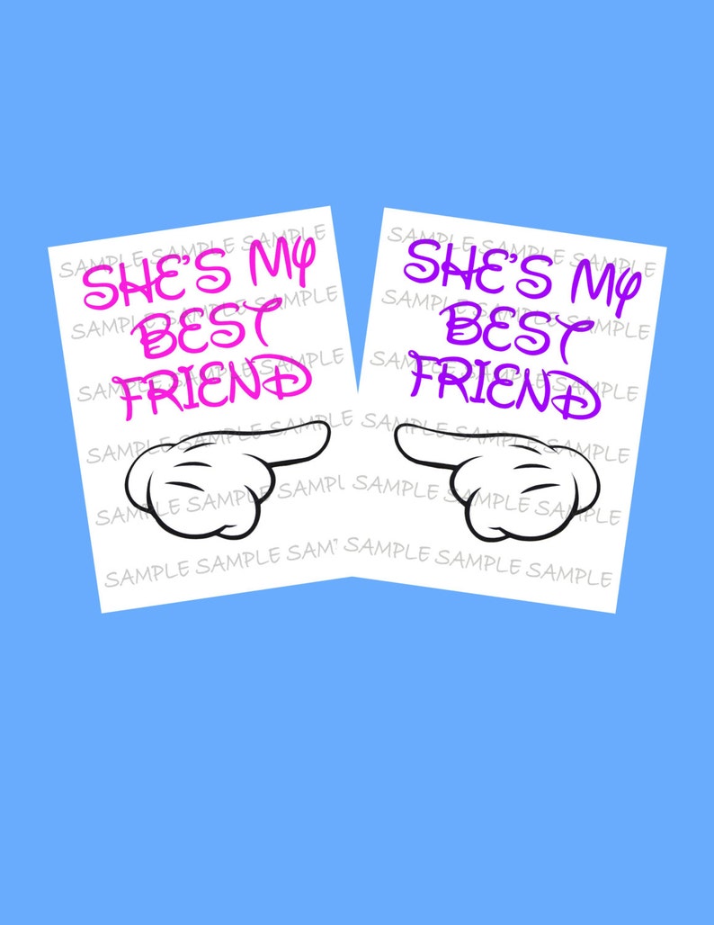 She's My Best Friend IMAGE Use as Printable Iron on T-Shirt Transfer, BFF, Best Friends, Clip Art, Shirt, Party Instant Download DIY 画像 1