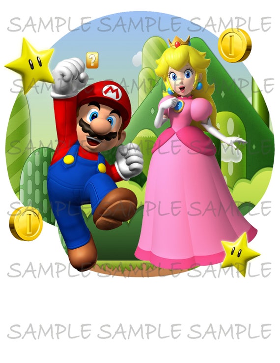 Super Mario Brothers IMAGE download Use as Printable Birthday Iron On  T-shirt Transfer Digital Download Mario Princess Peach DIY by Spirit of the  West Printables