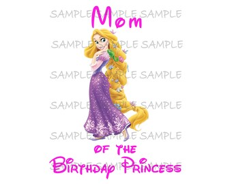 Mom of the Birthday | Princess Rapunzel Tangled Sublimation Printable T-shirt Transfer Instant Digital Download Party Favor DIY
