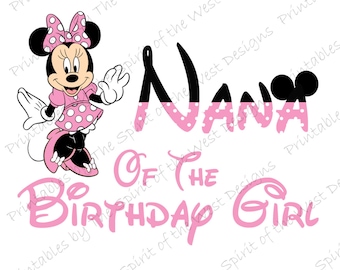 Nana des Geburtstagskindes Minnie Bügelbild Maus Ohren druckbare Clip Art Shirt Party T-shirt Transfer Download