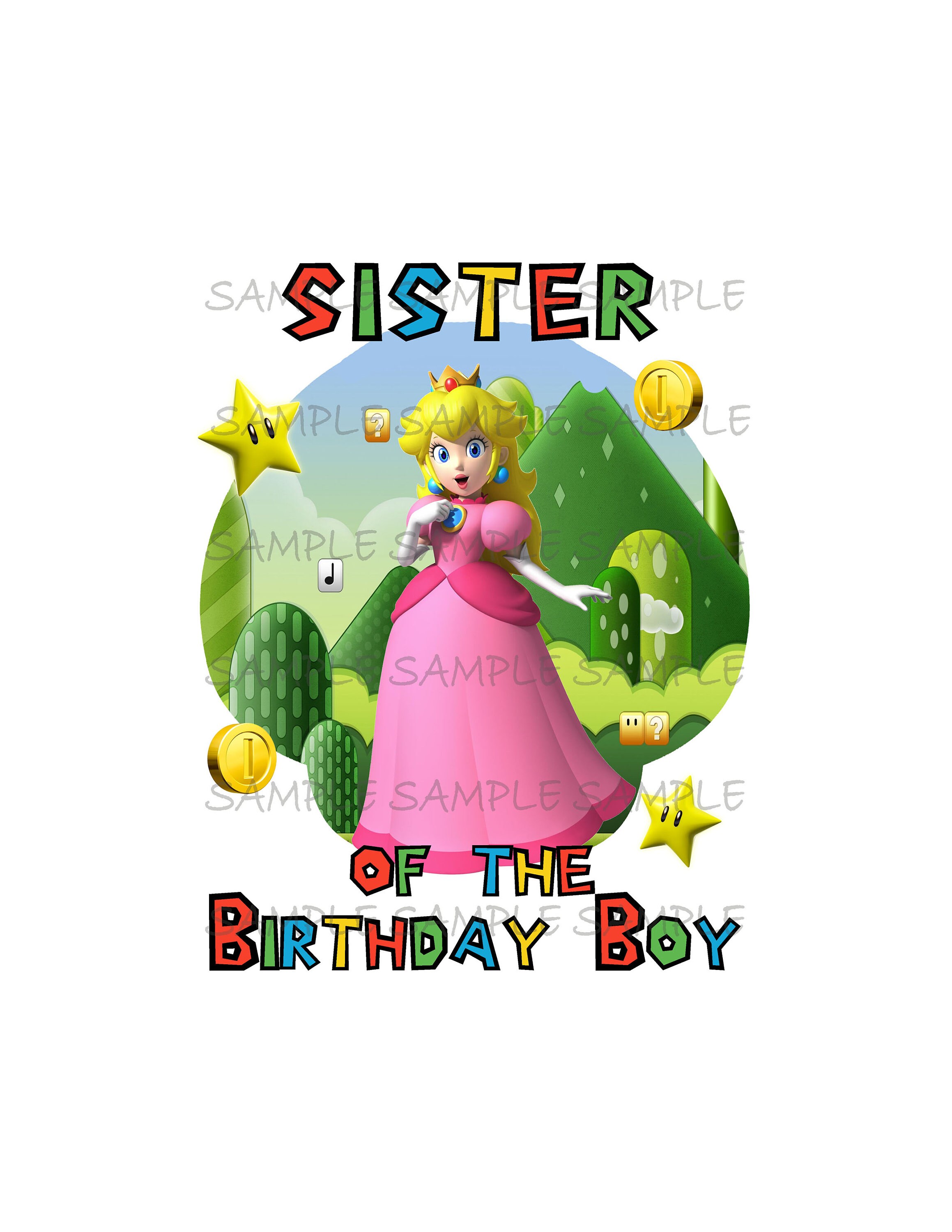 Super Mario Brothers IMAGE download Use as Printable Birthday Iron On  T-shirt Transfer Digital Download Mario Princess Peach DIY by Spirit of the  West Printables