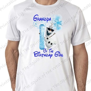 Nonno della ragazza di compleanno Ferro su tema congelato T-shirt Trasferimento stampabile Download digitale Elsa Anna Olaf festa Bomboniera fai da te