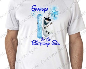 Grandpa of the Birthday Girl Iron On Frozen Theme T-shirt Transfer Printable Digital Download Elsa Anna Olaf party Favour DIY
