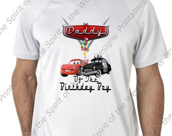 Daddy of the Birthday Boy Iron On Lightning McQueen Mater Cars Party T-shirt Transfer Printable Digital clip art DIY