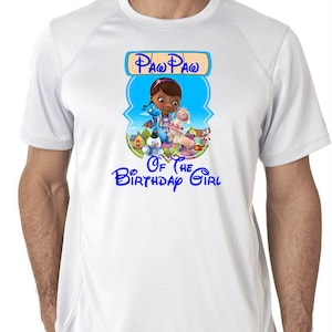 PawPaw of the Birthday Girl Doc McStuffins Iron On  T-shirt Printable Digital Download Dottie Hattie the Hippo party Favour