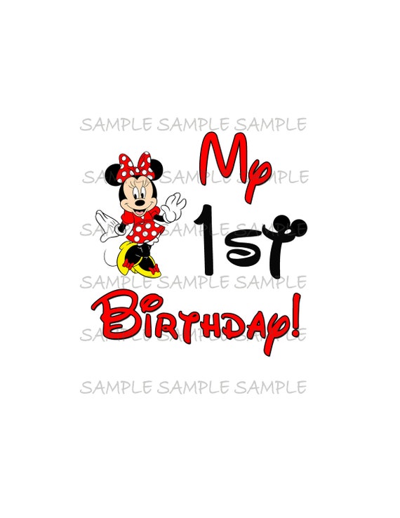 My First Birthday Minnie Mouse IMAGE use as printable clip art or print on Iron on transfers Mouse Ears Party T-shirt Download Il_570xn
