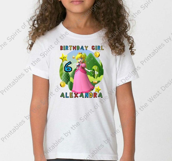 Personalized Super Mario Brothers Birthday Girl Iron On T-shirt Transfer Printable Instant Digital Download Luigi Princess Peach Yoshi DIY Il_570xn