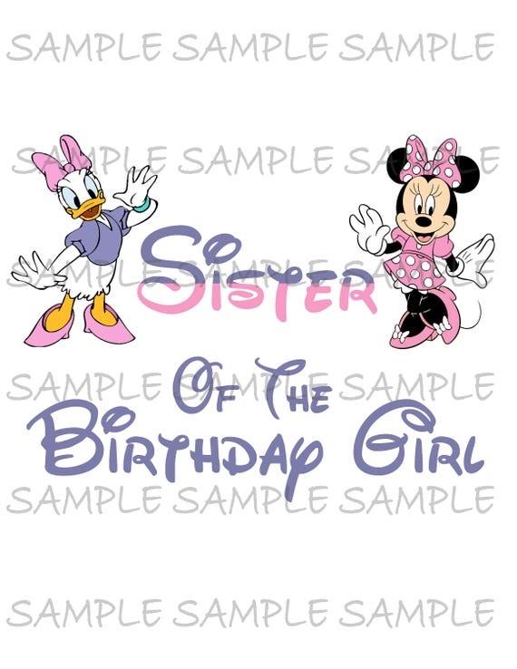 Sister of the Birthday Girl Duck and Minnie Mouse Printable Party IMAGE Use as Iron On T-shirt Transfer Clip Art DIY Instant Download Il_570xn