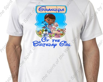 Grandpa of the Birthday Girl Doc McStuffins Iron On T-shirt Printable Digital Download Dottie Hattie the Hippo party Favour