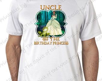 Uncle of the Birthday Princess Tiana Princess and the Frog Printable Iron On T-shirt Transfer Digital Download party DIY