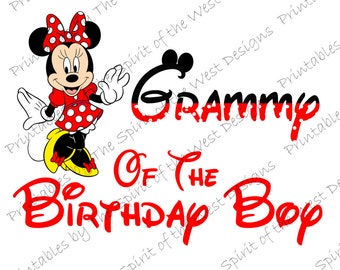 Grammy of the Birthday Boy Minnie Mouse Iron on IMAGE Mouse Ears Printable Clip Art  Shirt Party T-shirt Transfer Download Mickey