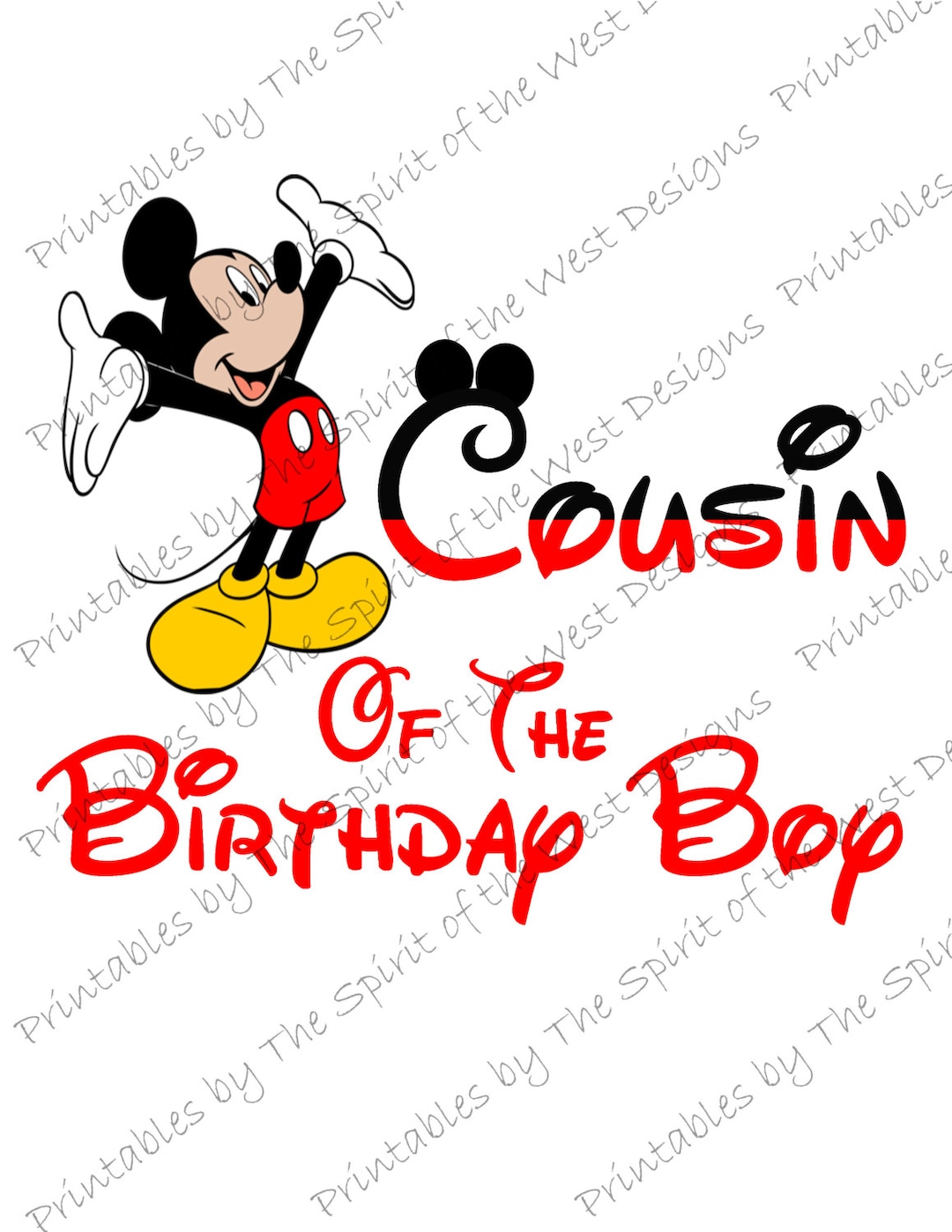 Cousin of the Birthday Boy Mickey Mouse Iron on IMAGE Mouse - Etsy