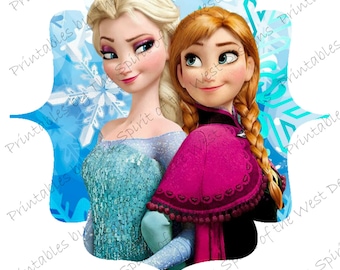Frozen Elsa et Anna Printable Party IMAGE Utilisation comme fer à sublimer sur le transfert de t-shirt Clip Art DIY Téléchargement instantané