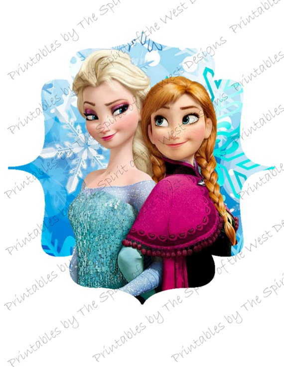 Frozen Elsa and Anna Printable Party IMAGE Use as Sublimation Iron On T-shirt Transfer Clip Art DIY Instant Download Il_570xn