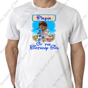 Papa of the Birthday Girl Doc McStuffins Iron On T-shirt Printable Digital Download Dottie Hattie the Hippo party Favour