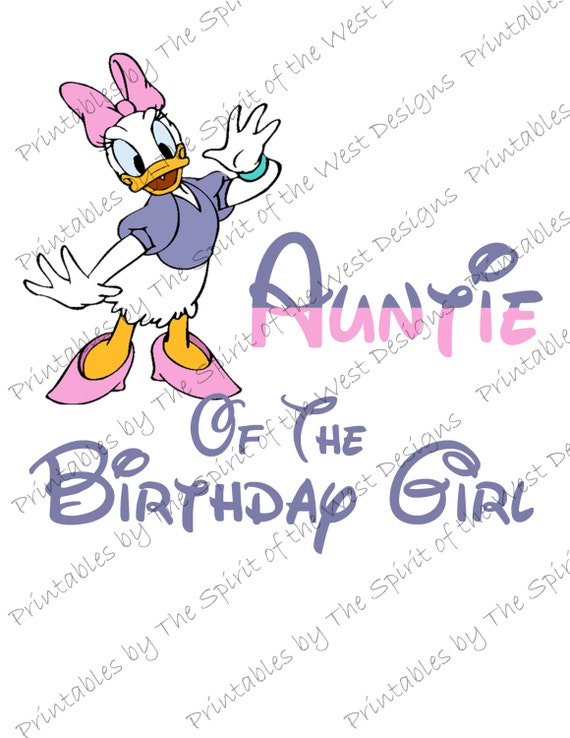 Auntie of the Birthday Girl Iron on IMAGE Daisy Duck shirt Printable Clip Art Disney Shirt Party T-shirt Download Mickey Minnies DIY Il_570xn
