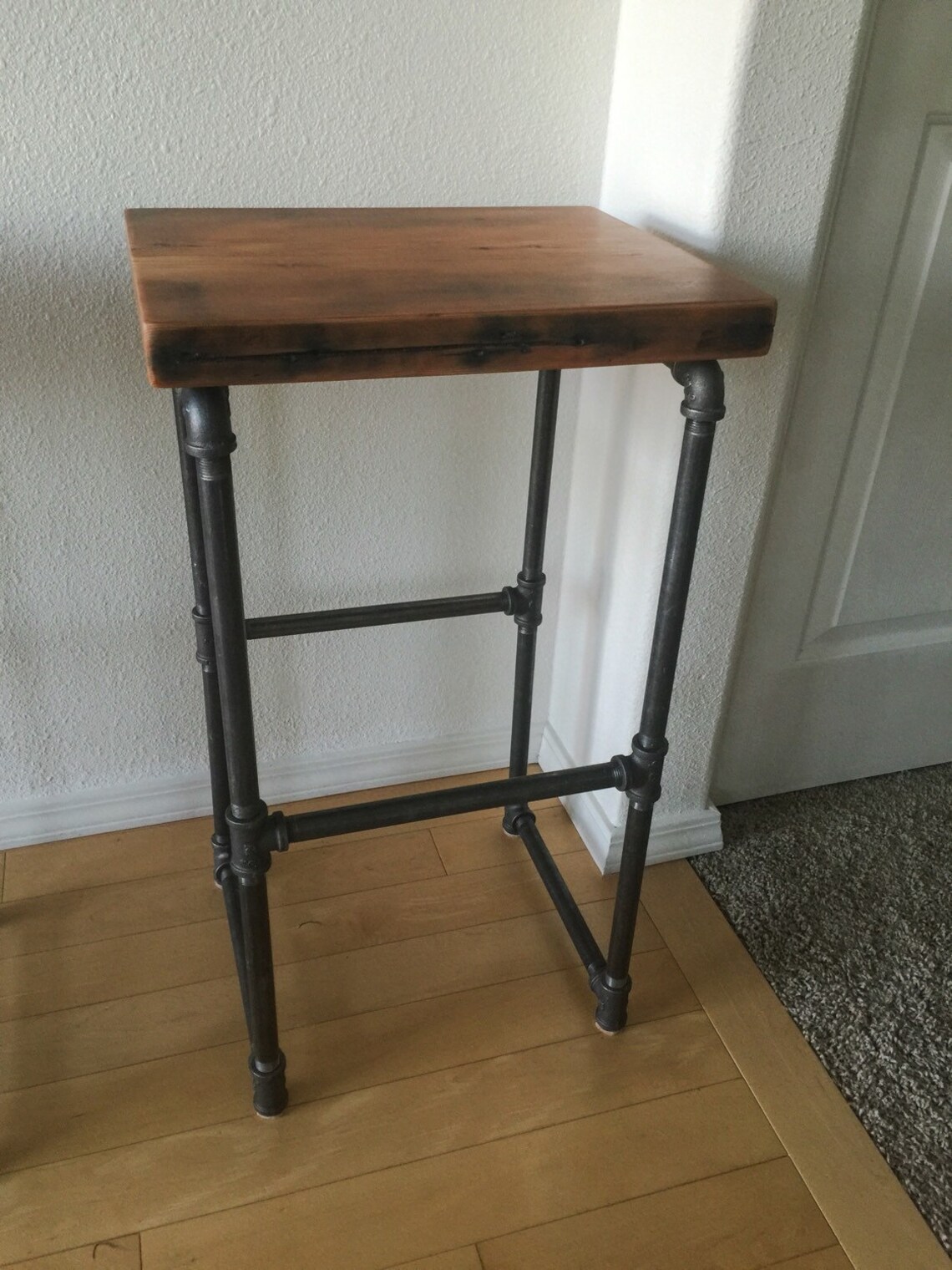 Reclaimed wood & Iron pipe bar stools rustic wood bar Etsy