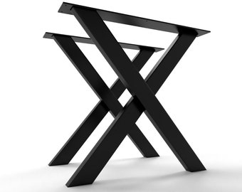 2x Tischbeine aus Metall im Industriedesign Tischbeine in Kreuzform X, Stahlbeine, Tischbeine nach Maß XS8040
