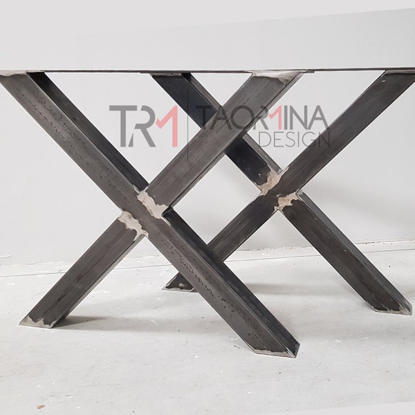 2x Pied de table industriel en metal En forme de croix X, metal table leg , steel legs, Iron table feet, table legs X8080