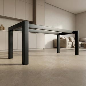 Metal Table Legs with Double Connecting Bar, Supports Heavy Tabletops, Sturdy Table frame, Modern Table Base