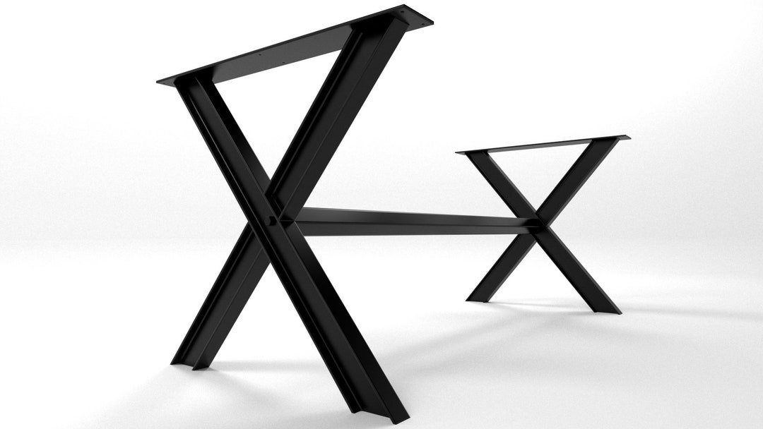 2x Pieds De Table Industriel Métal X Table Metal Legs X Shaped Feet
