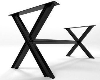 2x Pieds de table industriel métal X table metal legs X shaped piedi gambe per tavolo forma a X pata de mesa  XBIPE80