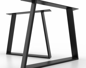 2x Piedi tavolo a forma di trapezio, gambe tavolo in ferro, Steel legs trapeze moderno, pieds de table metall tischbeine  trapèze TR10020
