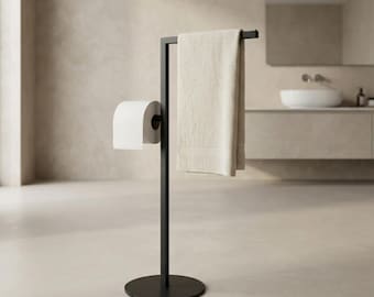Freistehender Handtuch- und Toilettenpapierhalter Badezimmer Industrial Design