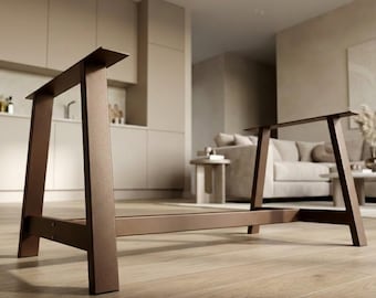 Metal Table Legs with Central Bar, Custom Sizes up to 200 cm | AB2-8040