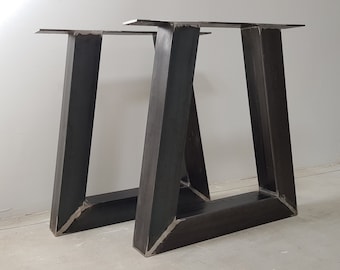 2x Piedi tavolo a forma di trapezio, gambe tavolo in ferro, Steel legs trapeze moderno, pieds de table metall tischbeine TR100100