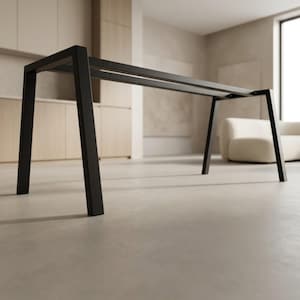 Metal Table Legs Trapezoid with Double Bar | Industrial Heavy Duty Table Legs Custom Size