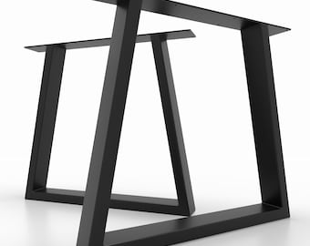 2x Pieds de table en forme de trapèze, pieds de table en fer, pieds en acier trapèze moderne, pieds de table industrille trapèze TR10040