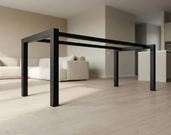 Heavy Duty Metal Table Legs with Crossbar, Sturdy Industrial Base for Stone Tops - UA2B6060
